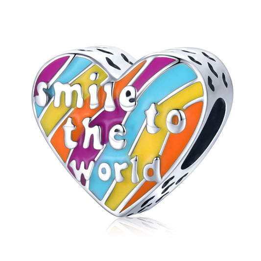 New arrival 925 silver heart rainbow flower smiley charms pendant for jewelry making - SAKLIC