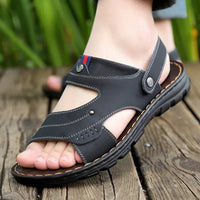 New arrival hot sale Men's Sandals Non - slip Genuine Leather Sandals Soft Slippers Flat For Mens Casual Shoes Sandalias MSA581 - SAKLIC