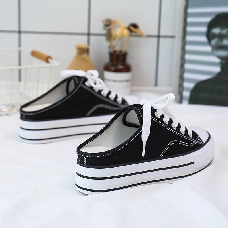 New lazy shoes women's inner canvas shoes high top platform canvas shoes - SAKLIC