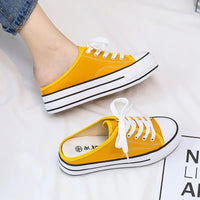 New lazy shoes women's inner canvas shoes high top platform canvas shoes - SAKLIC