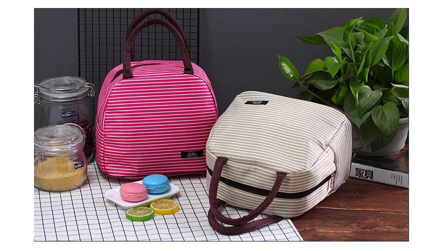 New Oxford cloth striped large insulation lunch bag portable breast milk preservation package insulation camping lunch box package wholesale - SAKLIC