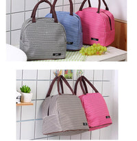 New Oxford cloth striped large insulation lunch bag portable breast milk preservation package insulation camping lunch box package wholesale - SAKLIC