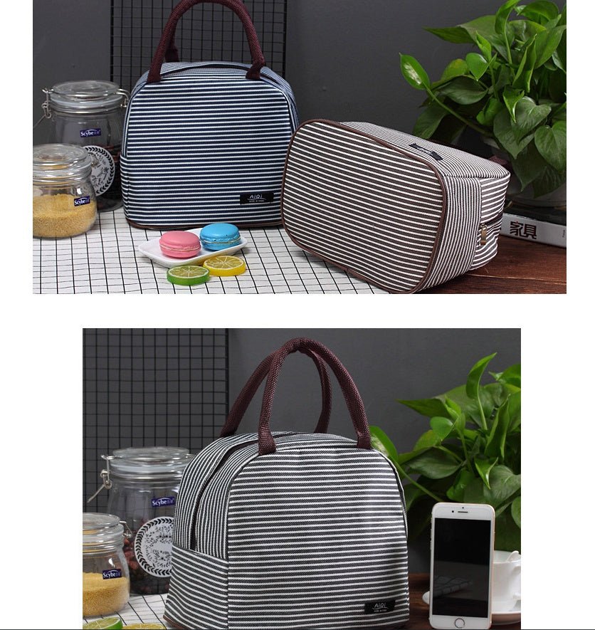 New Oxford cloth striped large insulation lunch bag portable breast milk preservation package insulation camping lunch box package wholesale - SAKLIC