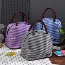 New Oxford cloth striped large insulation lunch bag portable breast milk preservation package insulation camping lunch box package wholesale - SAKLIC