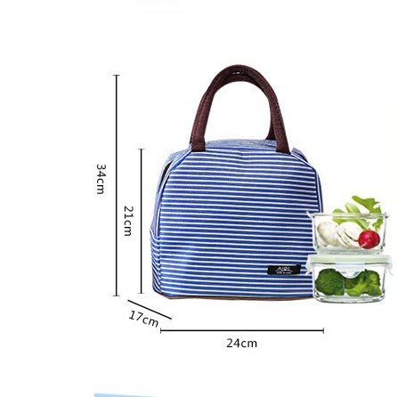 New Oxford cloth striped large insulation lunch bag portable breast milk preservation package insulation camping lunch box package wholesale - SAKLIC