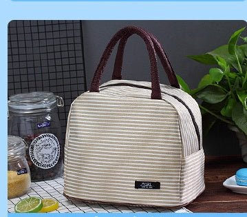 New Oxford cloth striped large insulation lunch bag portable breast milk preservation package insulation camping lunch box package wholesale - SAKLIC