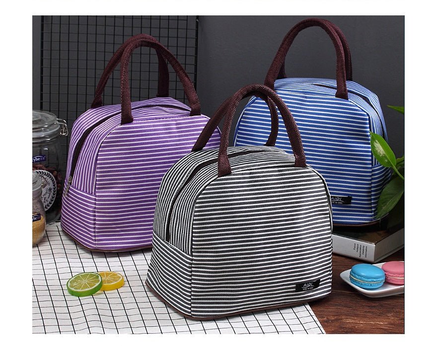 New Oxford cloth striped large insulation lunch bag portable breast milk preservation package insulation camping lunch box package wholesale - SAKLIC