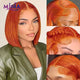 Orange Ginger Lace Front Human Hair Wigs for Women 13x4 Glueless Short Bob Wigs Straight Lace Frontal Wig Cheveux Humains - SAKLIC