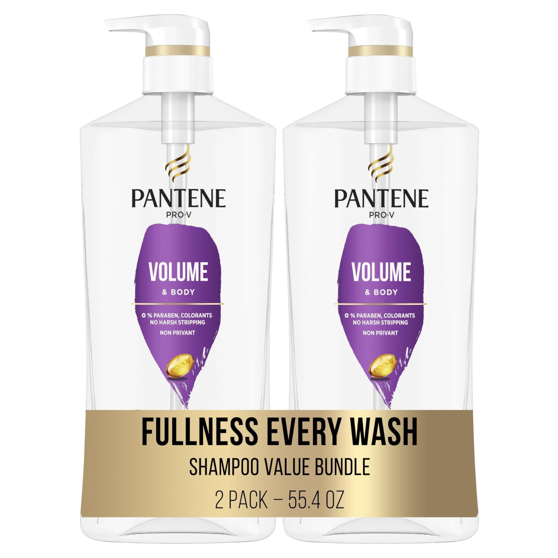 PANTENE PRO - V Volume & Body Shampoo, 820mL, Twin Pack and Intense Rescue Shot Treatment 15mL for dry hair - SAKLIC