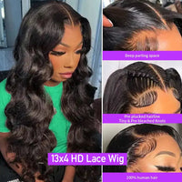 Peluca Glueless Perruques Cheveux Humains Hd Transparent 13x4 13x6 Body Wave Hd Lace Front Wig Pre Plucked 360 Lace Frontal Wig - SAKLIC