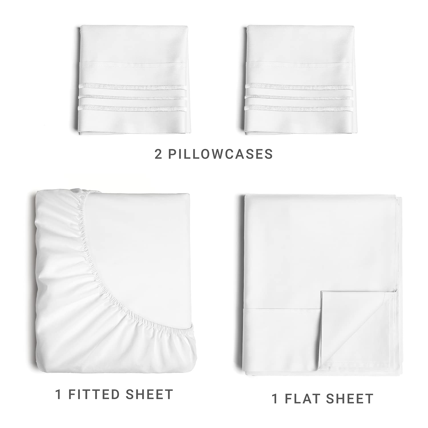 Queen Size 4 Piece Sheet Set - Comfy Breathable & Cooling Sheets - Hotel Luxury Bed Sheets for Women & Men - Deep Pockets, Easy - Fit, Extra Soft & Wrinkle Free Sheets - White Oeko - Tex Bed Sheet Set - SAKLIC