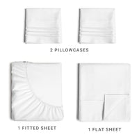 Queen Size 4 Piece Sheet Set - Comfy Breathable & Cooling Sheets - Hotel Luxury Bed Sheets for Women & Men - Deep Pockets, Easy - Fit, Extra Soft & Wrinkle Free Sheets - White Oeko - Tex Bed Sheet Set - SAKLIC