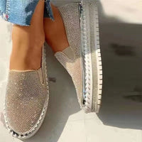 Rhinestone thick - soled slip - on shoes for foreign trade large - size single shoes casual loafers for women - SAKLIC