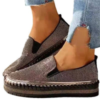 Rhinestone thick - soled slip - on shoes for foreign trade large - size single shoes casual loafers for women - SAKLIC