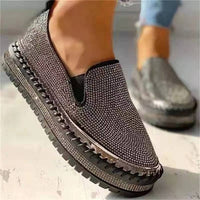 Rhinestone thick - soled slip - on shoes for foreign trade large - size single shoes casual loafers for women - SAKLIC