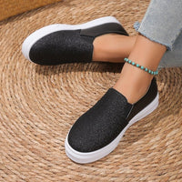 Round Toe Flat Shoes With Sequined Loafers Walking Shoes Women - SAKLIC