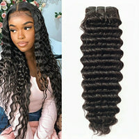 Sapphire Deep Wave Cheveux Humain Brazilian Human Hair Bundle Deal Unprocessed Remy Hair Bundle Curly Hair Extension Double Weft - SAKLIC