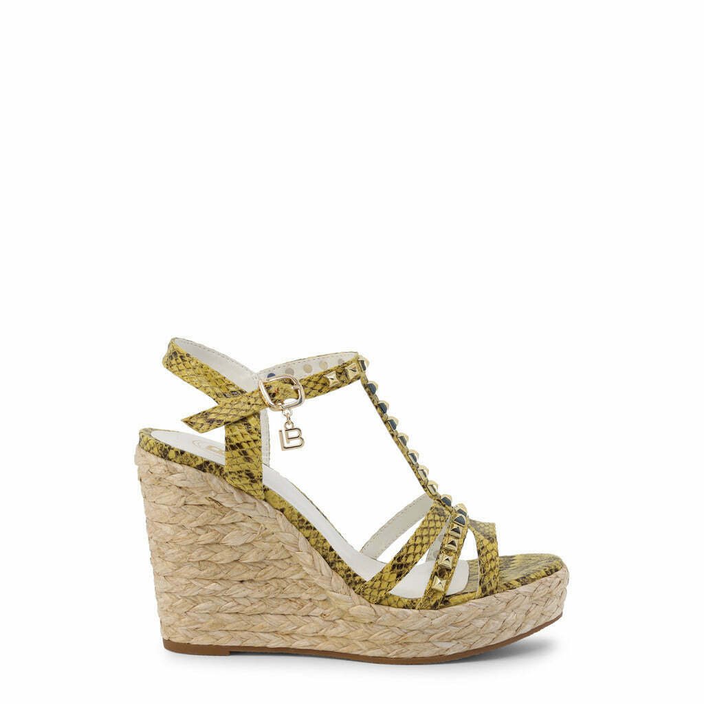 Shop the Stylish Yellow Snakeskin Wedge Sandals - Laura Biagiotti - SAKLIC