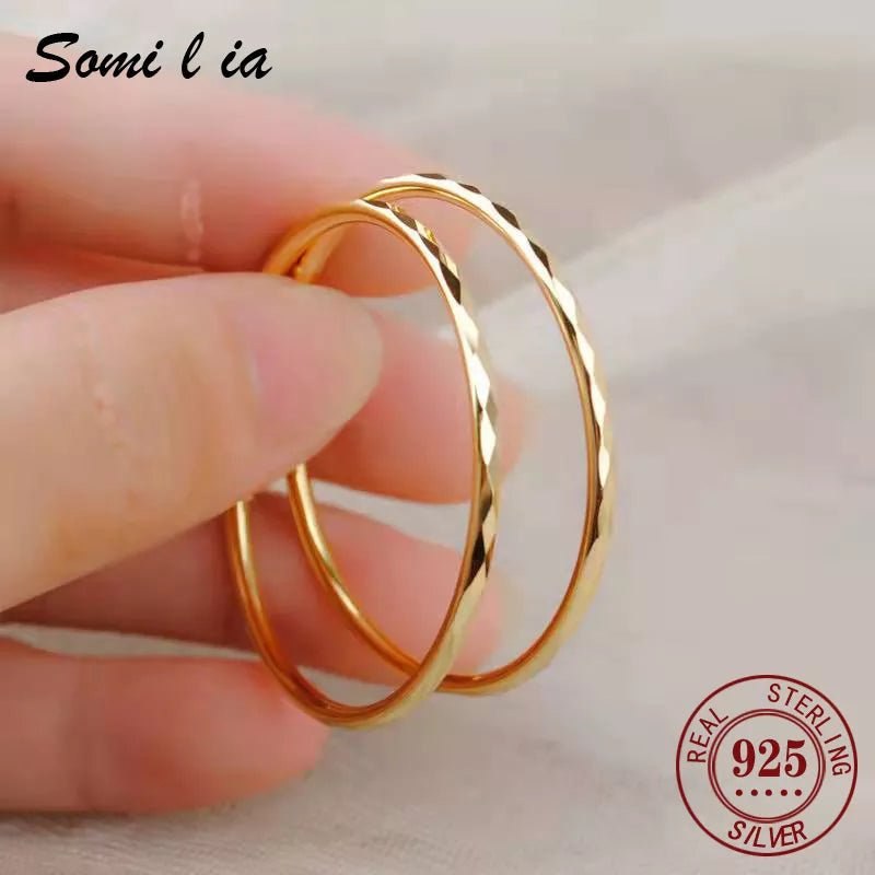 Somilia - Women's Big Hoop Earrings, New Collection 100% 925 Sterling Silver Jewelry Fashion Women18K Golden серьги кольца - SAKLIC