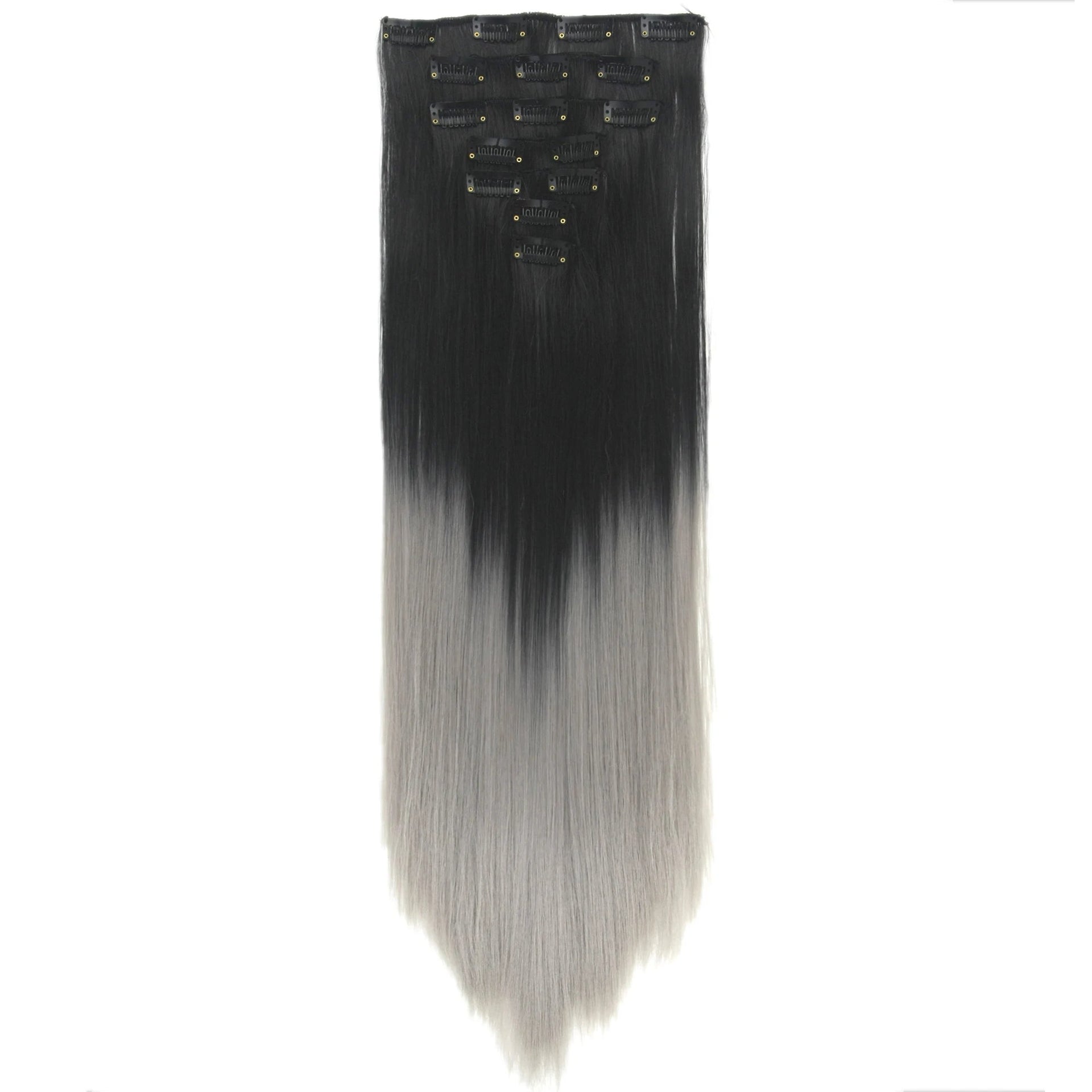 Soowee Straight Black To Pink Ombre Hair Pieces Synthetic Clip in Hair Extensions Rainbow Extension Cheveux Clip Naturel - SAKLIC