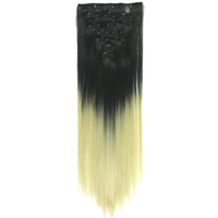 Straight Black To Pink Ombre Hair Pieces Synthetic Clip in Hair Extensions Rainbow Extension Cheveux Clip Naturel - SAKLIC