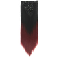 Straight Black To Pink Ombre Hair Pieces Synthetic Clip in Hair Extensions Rainbow Extension Cheveux Clip Naturel - SAKLIC