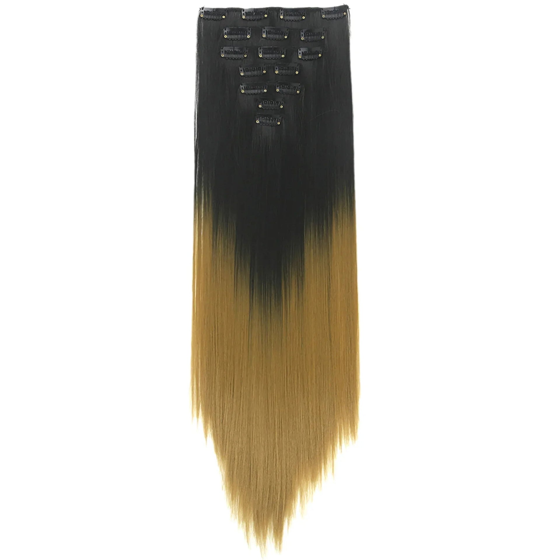 Straight Black To Pink Ombre Hair Pieces Synthetic Clip in Hair Extensions Rainbow Extension Cheveux Clip Naturel - SAKLIC