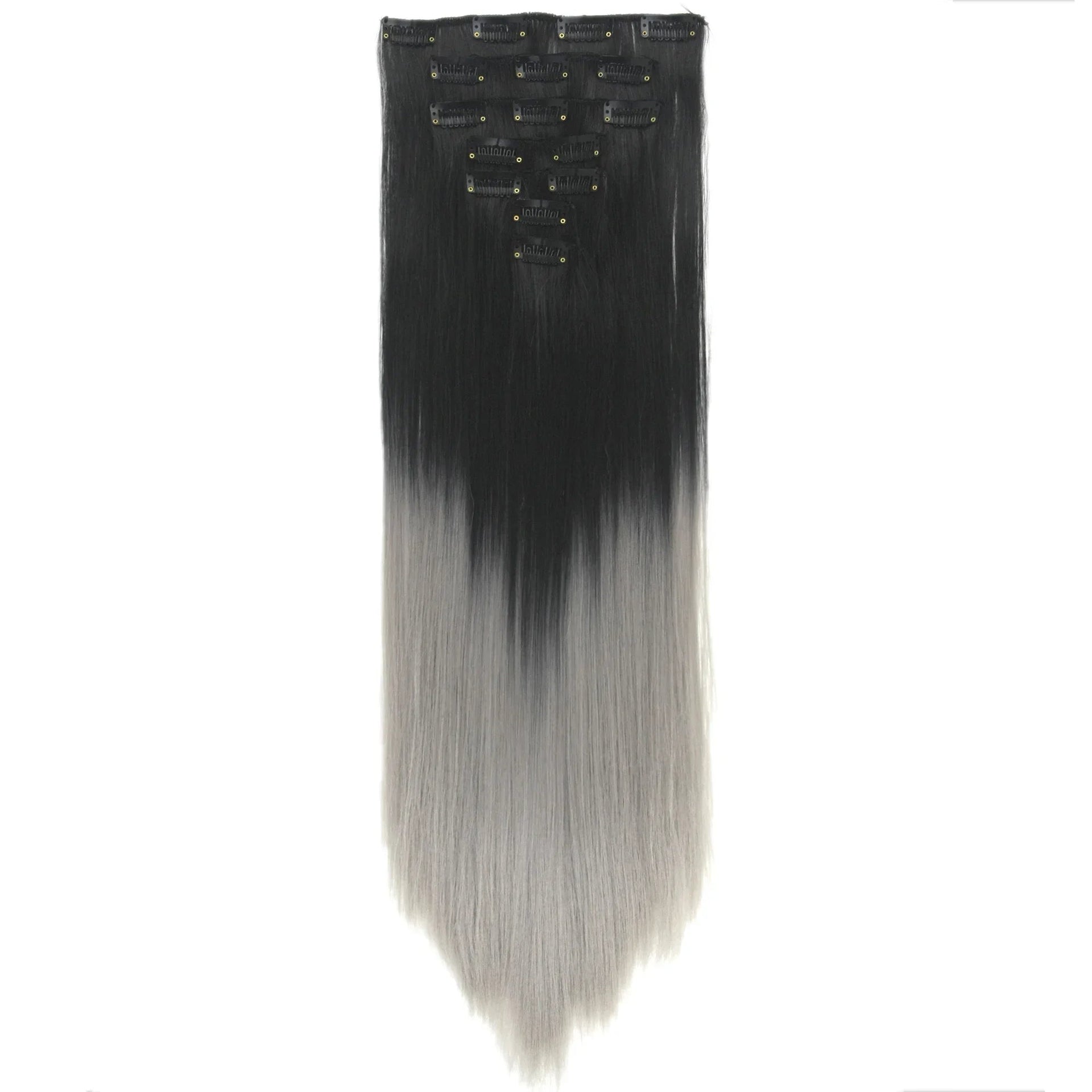 Straight Black To Pink Ombre Hair Pieces Synthetic Clip in Hair Extensions Rainbow Extension Cheveux Clip Naturel - SAKLIC