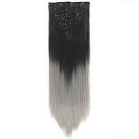 Straight Black To Pink Ombre Hair Pieces Synthetic Clip in Hair Extensions Rainbow Extension Cheveux Clip Naturel - SAKLIC