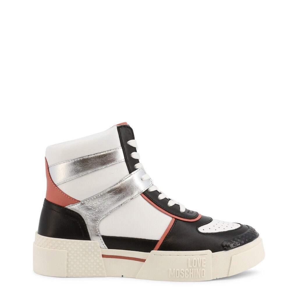 Stylish Silver High Top Sneakers | Love Moschino - SAKLIC