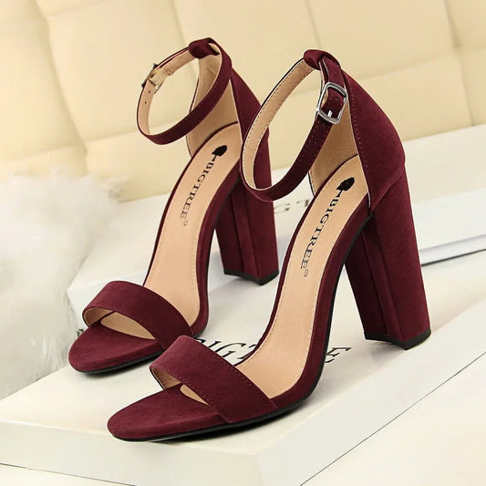 Summer high - heeled shoes fashion simple thick - heeled sexy word belt women's sandals - SAKLIC