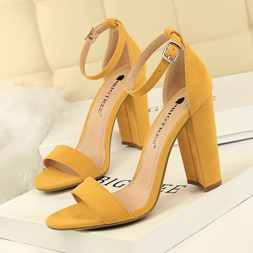 Summer high - heeled shoes fashion simple thick - heeled sexy word belt women's sandals - SAKLIC