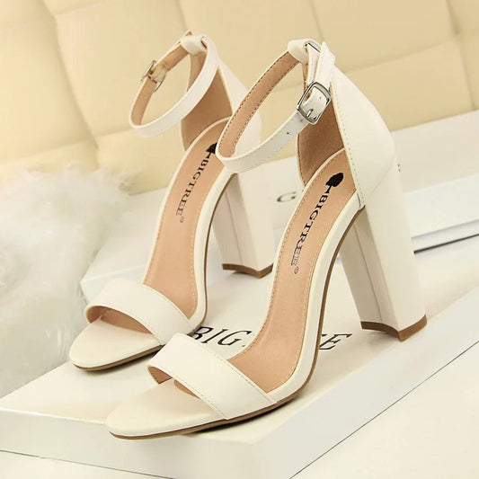 Summer high - heeled shoes fashion simple thick - heeled sexy word belt women's sandals - SAKLIC