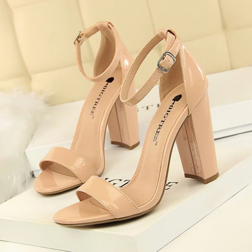 Summer high - heeled shoes fashion simple thick - heeled sexy word belt women's sandals - SAKLIC