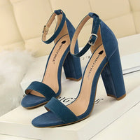 Summer high - heeled shoes fashion simple thick - heeled sexy word belt women's sandals - SAKLIC