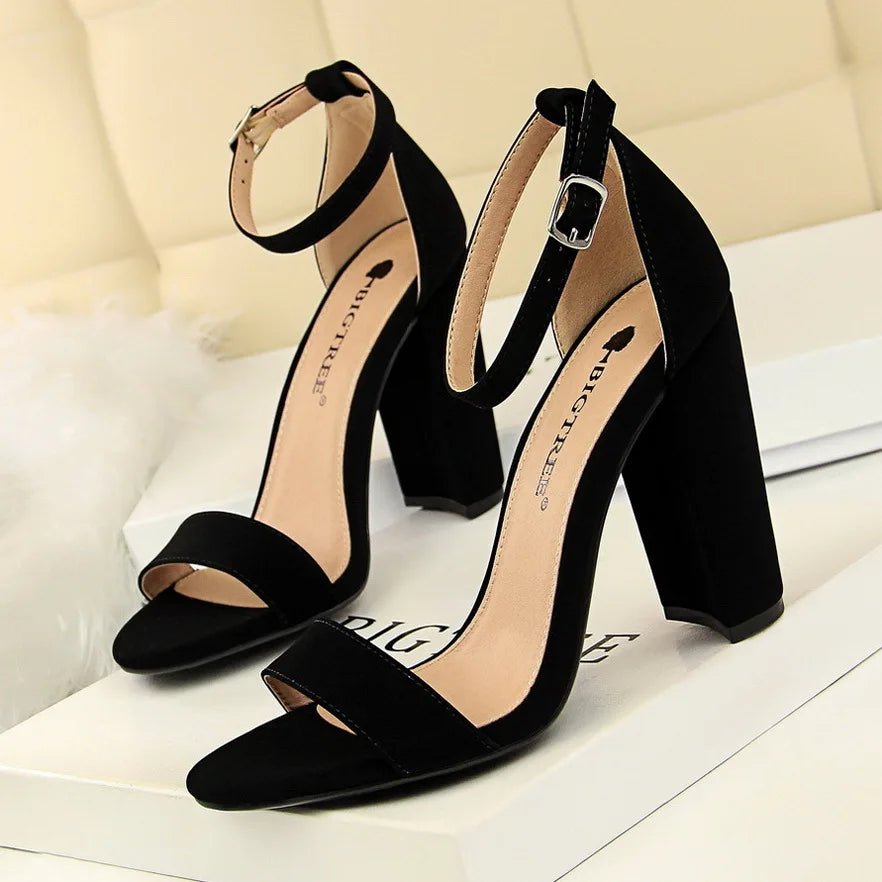 Summer high - heeled shoes fashion simple thick - heeled sexy word belt women's sandals - SAKLIC