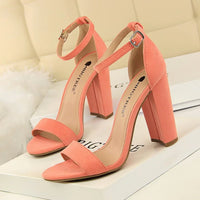 Summer high - heeled shoes fashion simple thick - heeled sexy word belt women's sandals - SAKLIC