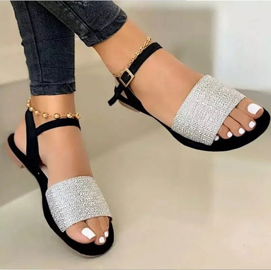 Summer New Flat Bottom 35 - 43 Large Buckle Strap Casual Sandals Women Sandals Flat Bottom Fishbill Shoes - SAKLIC