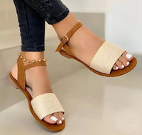 Summer New Flat Bottom 35 - 43 Large Buckle Strap Casual Sandals Women Sandals Flat Bottom Fishbill Shoes - SAKLIC