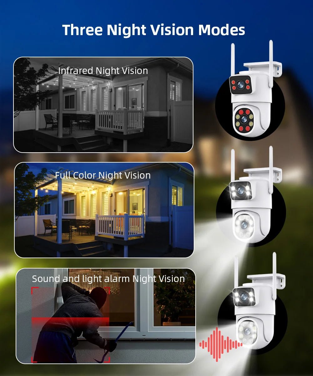 TAITAS 8MP PTZ Wifi Camera Outdoor Night Vision Dual Screen Human Detection 4MP Security Protection CCTV Surveillance IP Camera - SAKLIC