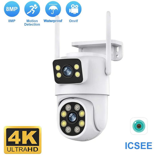 TAITAS 8MP PTZ Wifi Camera Outdoor Night Vision Dual Screen Human Detection 4MP Security Protection CCTV Surveillance IP Camera - SAKLIC