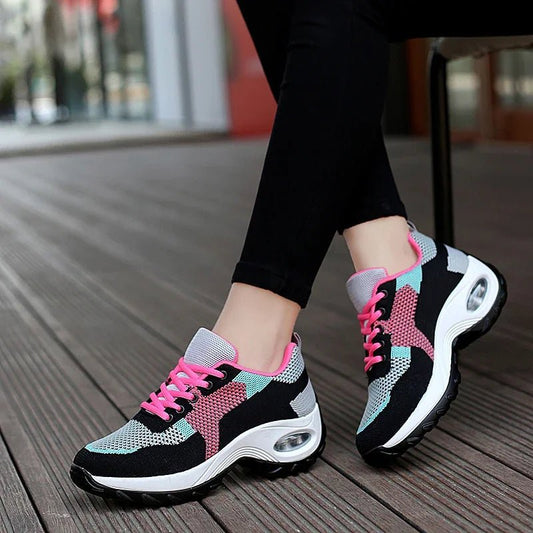 Tenis Women Sneakers Air Cushion Walking Shoes Breathable Gym Jogging Shoes for Woman Lace Up Platform Sport Shoe Tenes Feminino - SAKLIC