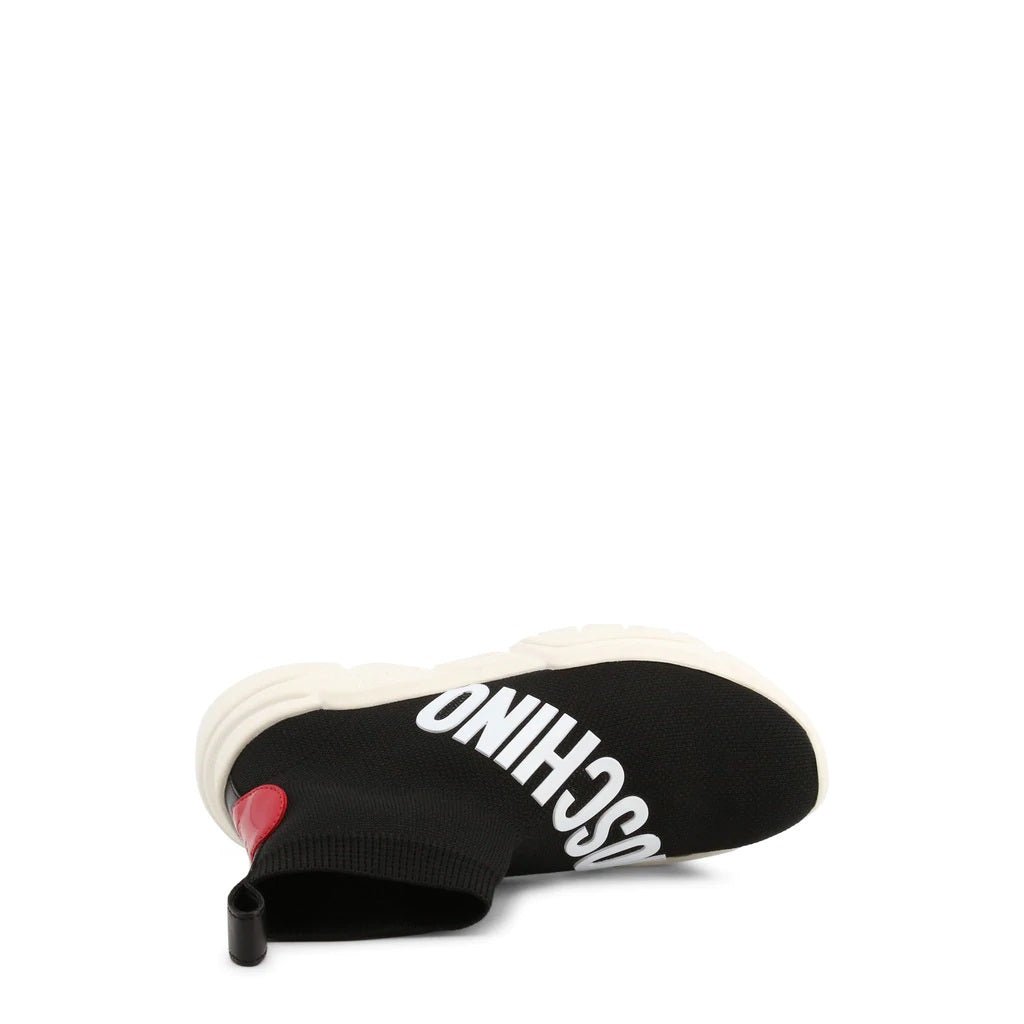 Trendy Love Moschino High Top Sock Sneakers in Black with Red Heart - SAKLIC