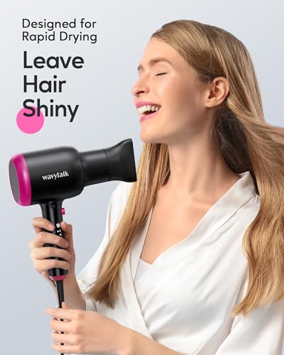 Wavytalk Professional Hair Dryer with Diffuser, 1875W Blow Dryer Ionic Hair Dryer for Women with Constant Temperature, Hair Dryer with Ceramic Technology Fasting Drying Light and Quiet, Black - SAKLIC