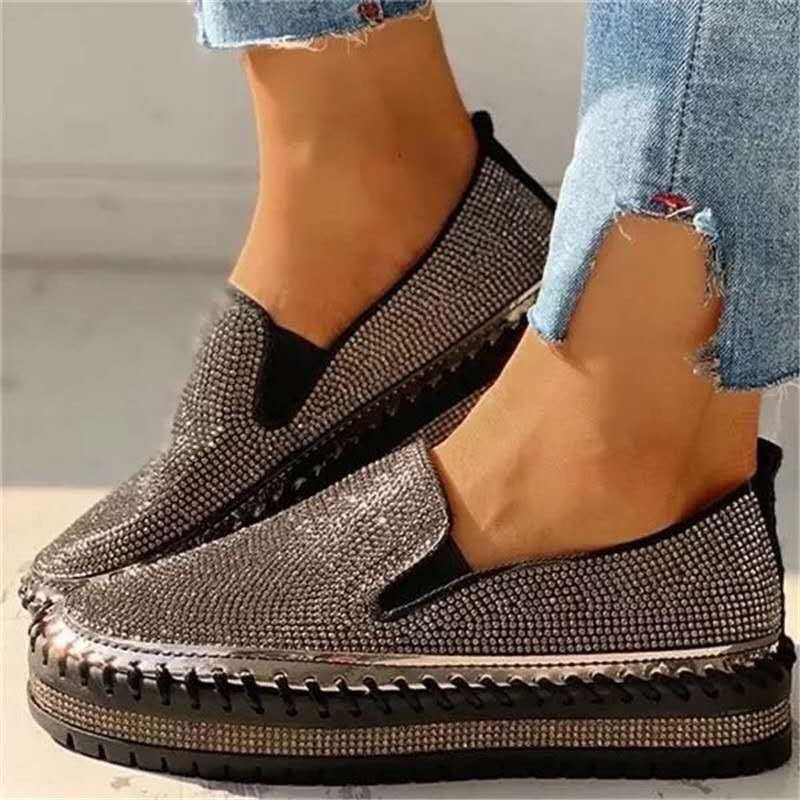 Wearing thick soled lazy casual rhinestones, Korean version versatile student shoe trend - SAKLIC