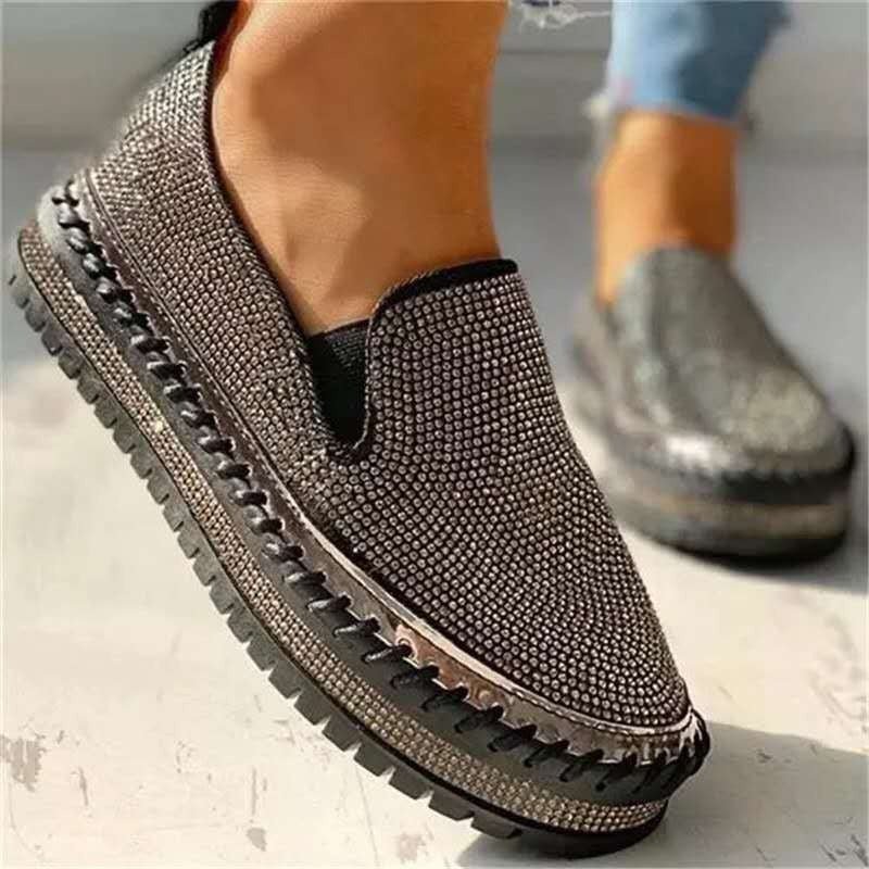 Wearing thick soled lazy casual rhinestones, Korean version versatile student shoe trend - SAKLIC