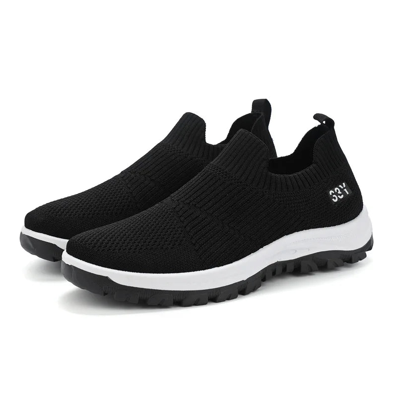 Wholesale factory supply breathable mens sneakers loafers mesh light running jogging shoes men's gym sports sock shoes - SAKLIC