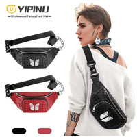 YIPINU Women Waist Bags Waterproof PU Leather Belt Bag Fanny Pack Crossbody Bumbag for Party, Travel, Hiking - SAKLIC