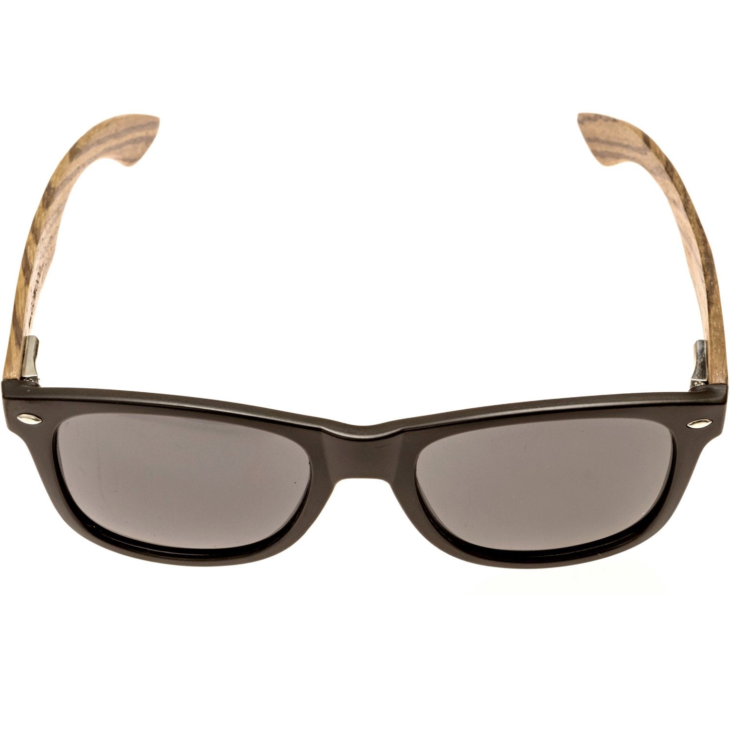 Zebra wood classic style sunglasses with black polarized lenses - SAKLIC