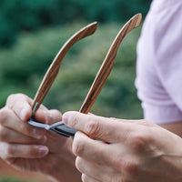 Zebra wood classic style sunglasses with black polarized lenses - SAKLIC